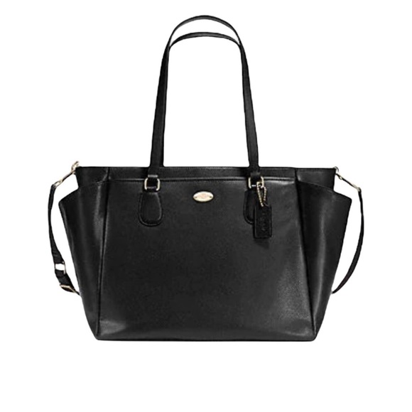 Coach Black Leather Diaper Bag with Changing Pad - Picture 1 of 11